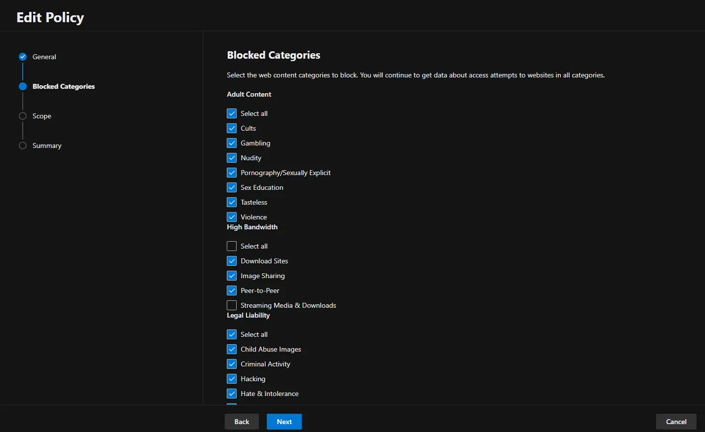 Web Content Filtering